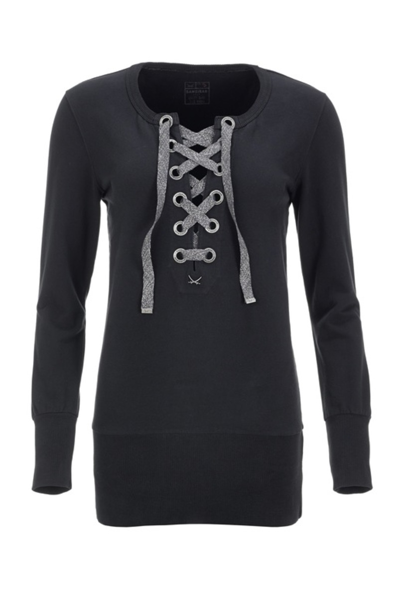 Damen Sweater Trikot , black, L