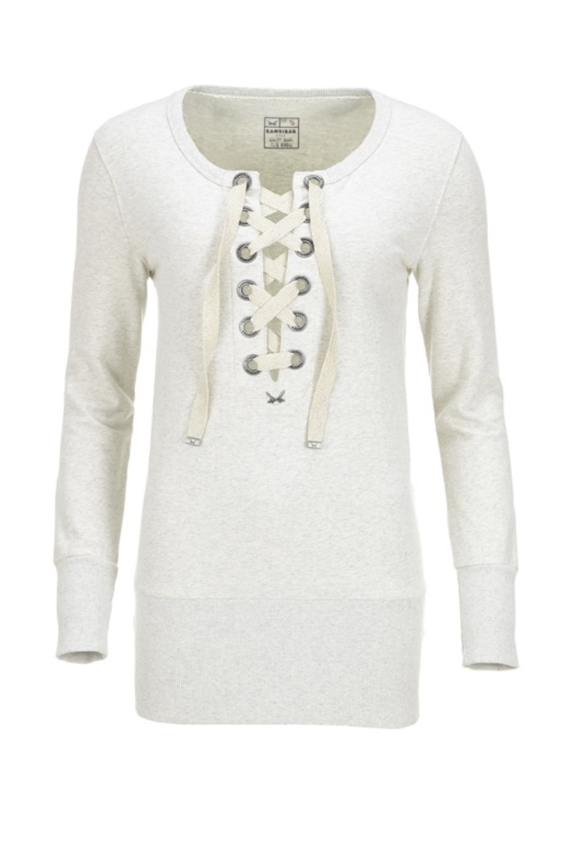 Damen Sweater Trikot , sandmelange, XL