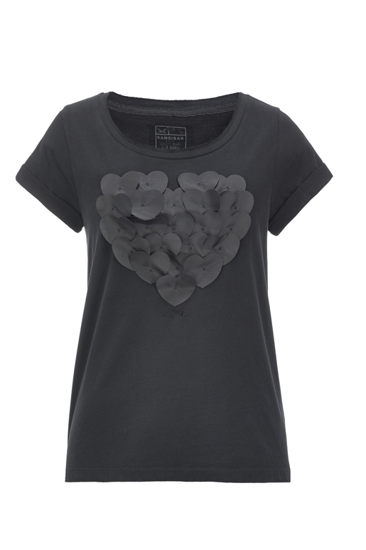 Damen T-Shirt HEART II , black, XXS