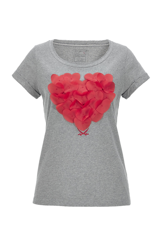 Damen T-Shirt HEART II , greymelange, XXS