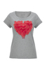 Damen T-Shirt HEART II , greymelange, XXS