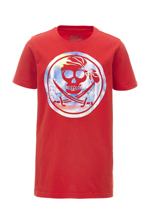 Kinder T-Shirt RAINBOW PRINT , red, 128/134 
