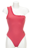 One Shoulder Swimsuit , coral, S 