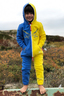 Kinder Jumpsuit , Blue/Yellow, 104/110 