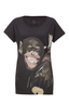 Damen T-Shirt Monkey , black, XXS 