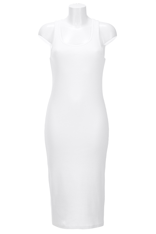 Damen Kleid Rippe , white, S 