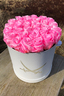 Sansibar Rosenbox in Lederoptik  Hutschachtel weiß/rosa 27-30 Köpfe