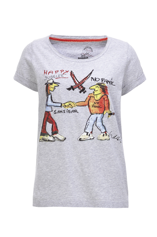 Damen T-Shirt "HAPPY JUBILEE" , silvermelange, L 
