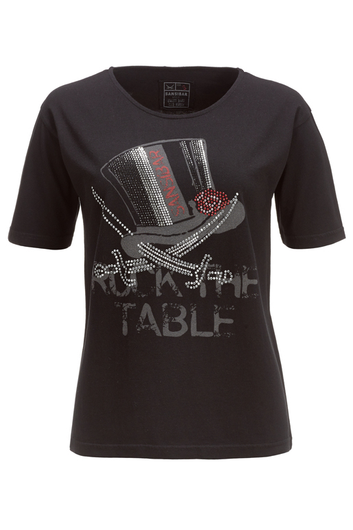 Damen T-Shirt ROCK THE TABLE , black, XXL 