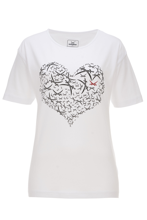 Damen T-Shirt HEART , white, XS 