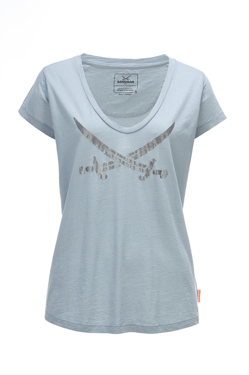Damen T-Shirt SWORDS , greyblue, XL 