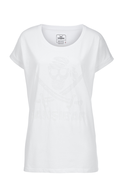 Damen T-Shirt DEVORÈ SKULL , WHITE, L 
