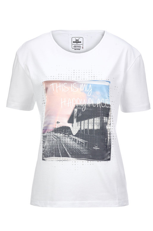 Damen T-Shirt HAPPY PLACE , WHITE, L 