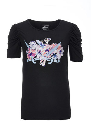 Damen T-Shirt FLOWER , BLACK, S 