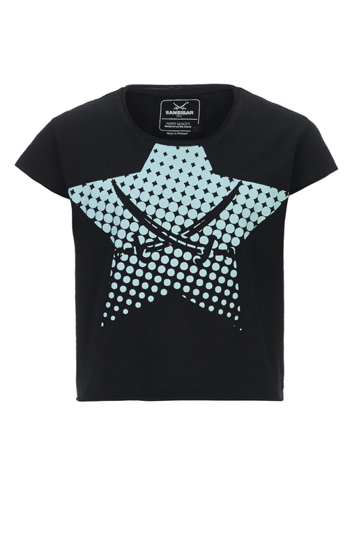 Mädchen T-Shirt STAR , BLACK, 140/146 