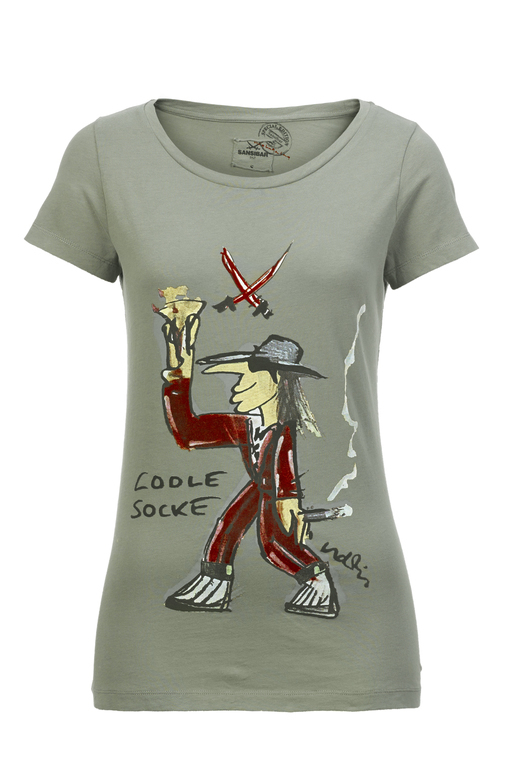Damen T-Shirt UDO COOLE SOCKE , OLIVE, XS 
