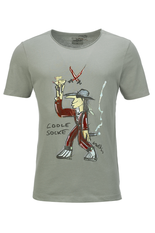 Herren T-Shirt UDO COOLE SOCKE , OLIVE, S 