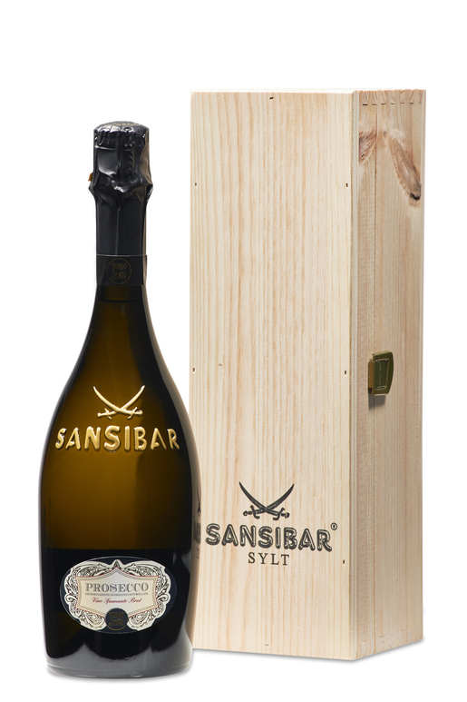 Borgo Santo Prosecco 0,75l Flasche mit Holzkiste "only Sansibar"