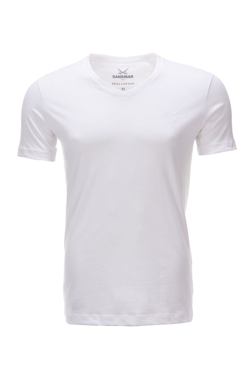 Herren T-Shirt Pima Cotton V-Ausschnitt Doppelpack , White, Gr. S