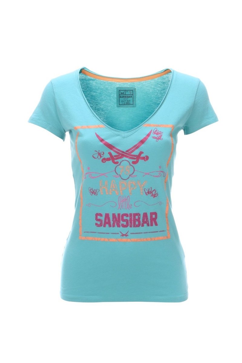 Damen T-Shirt HAPPY LITTLE SANSIBAR 0113, Jade mint, Gr. XXL