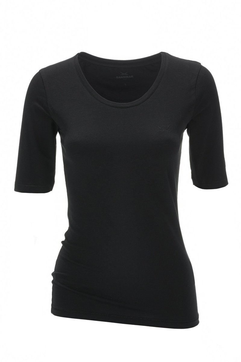 Damen T-Shirt 1/2 Arm BASIC 0113, Black, Gr. XXL