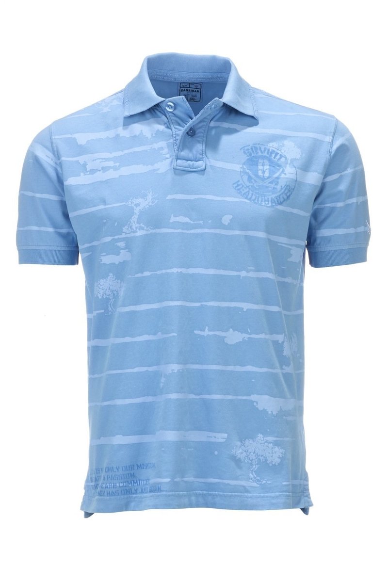 Herren Poloshirt STRIPES 0213, Azur blue, Gr. XXXL