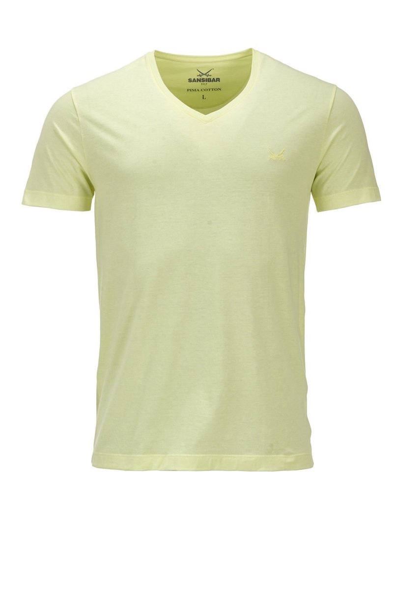 Herren T-Shirt Pima Cotton V-Ausschnitt Einzelpack , Sorbet yellow , Gr. L
