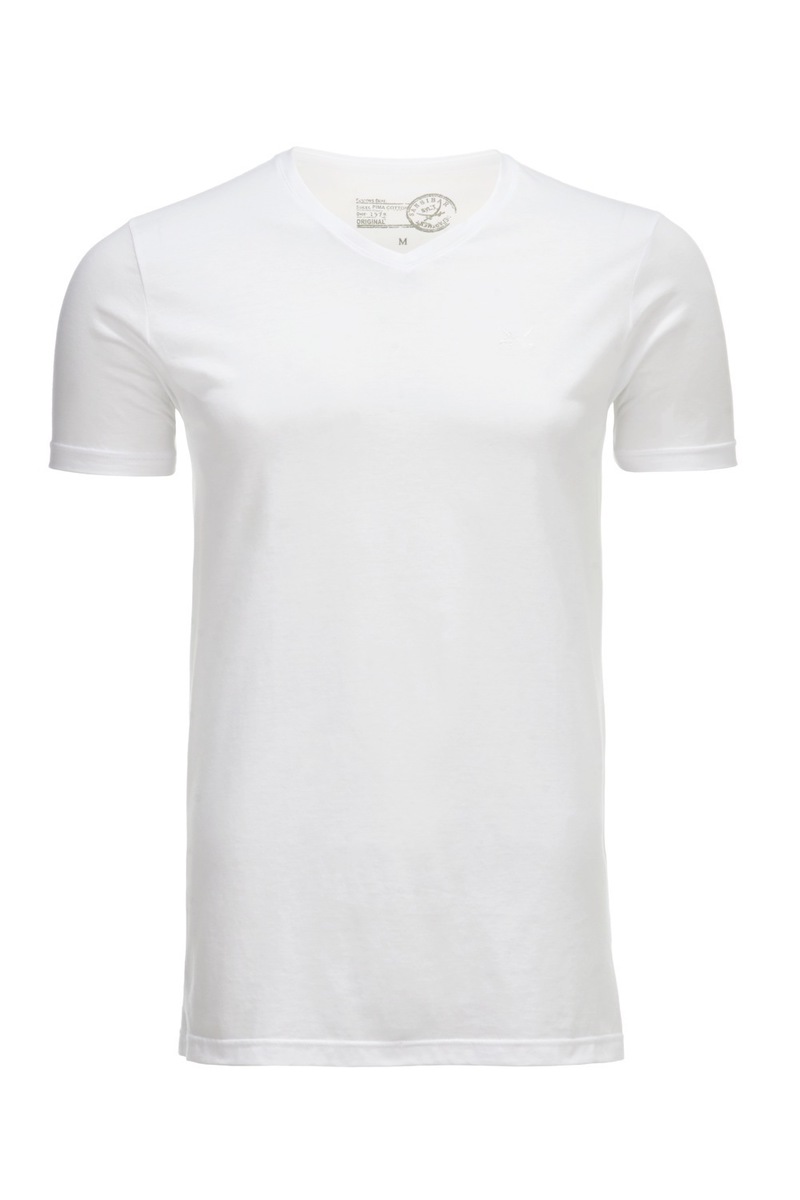 Herren T-Shirt Pima Cotton V-Ausschnitt Einzelpack 0115, White, Gr. XXL