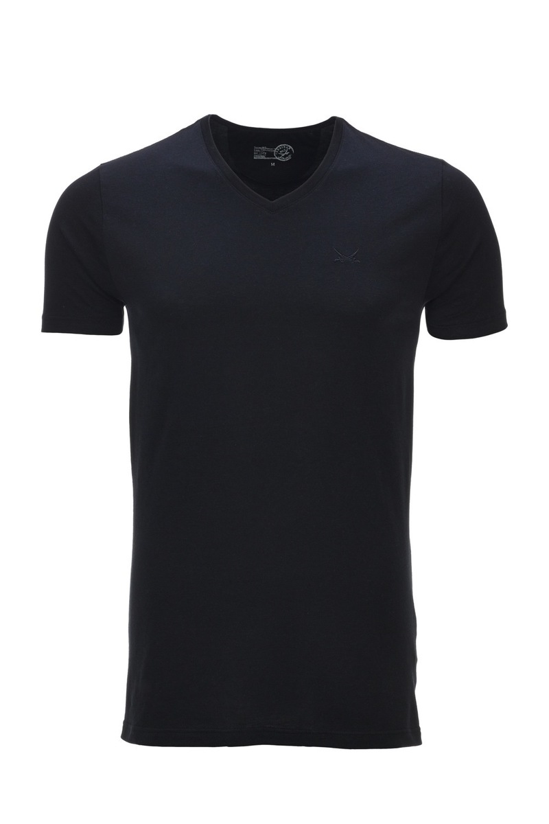 Herren T-Shirt Pima Cotton V-Ausschnitt Einzelpack 0115, Black, Gr. XXS