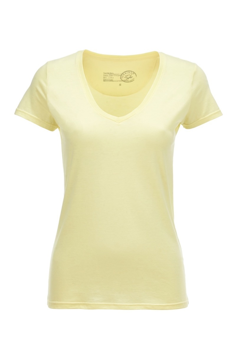 Damen T-Shirt Pima Cotton , Sorbet yellow , Gr. XS