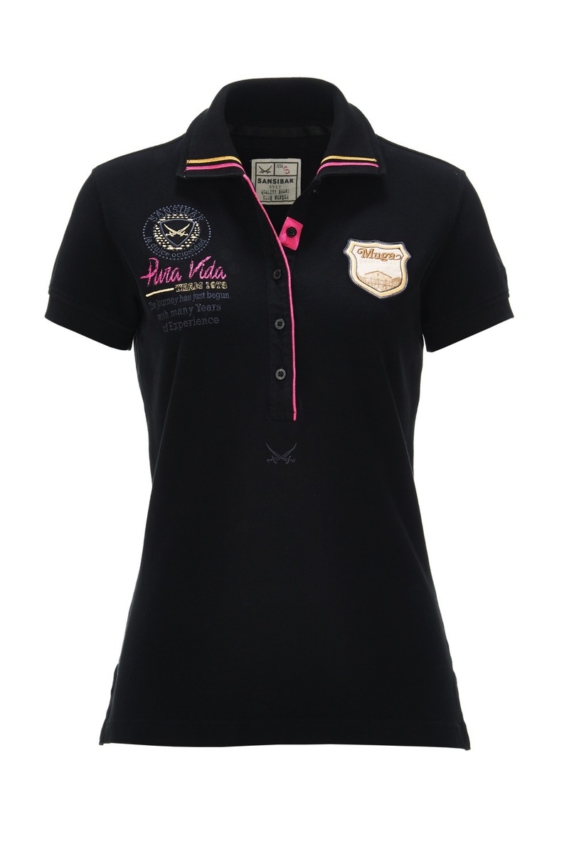 Damen Poloshirt MUGA II, Black, Gr. XXXL