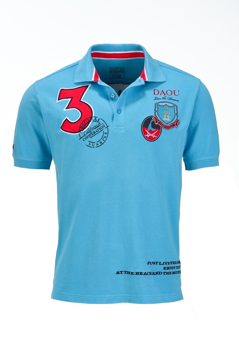Herren Poloshirt DAOU Summer Edition, Caribbean blue, Gr. XXXL