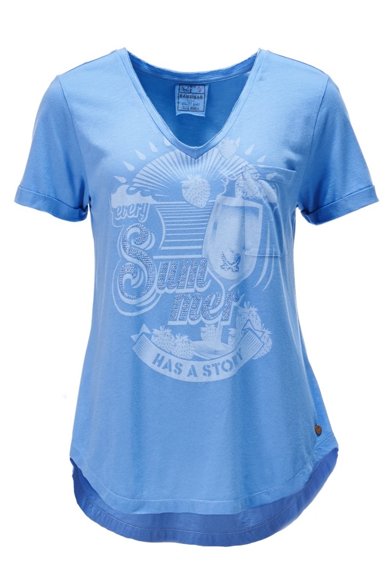 Damen T-Shirt SUMMER STORY, Blue, Gr. XXXL