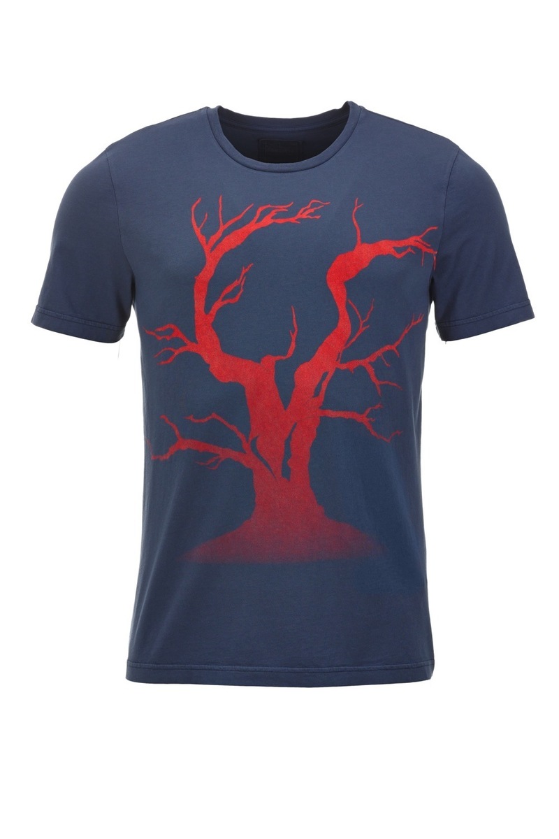 Herren T-Shirt TREE, Blue/ red, Gr. XXXL