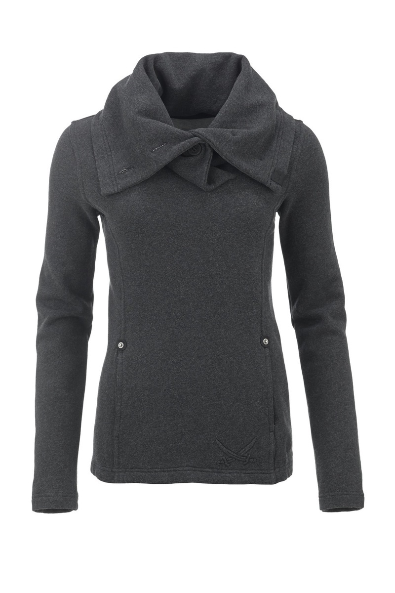 Damen Sweater High Collar, Anthramelange, Gr. XXL