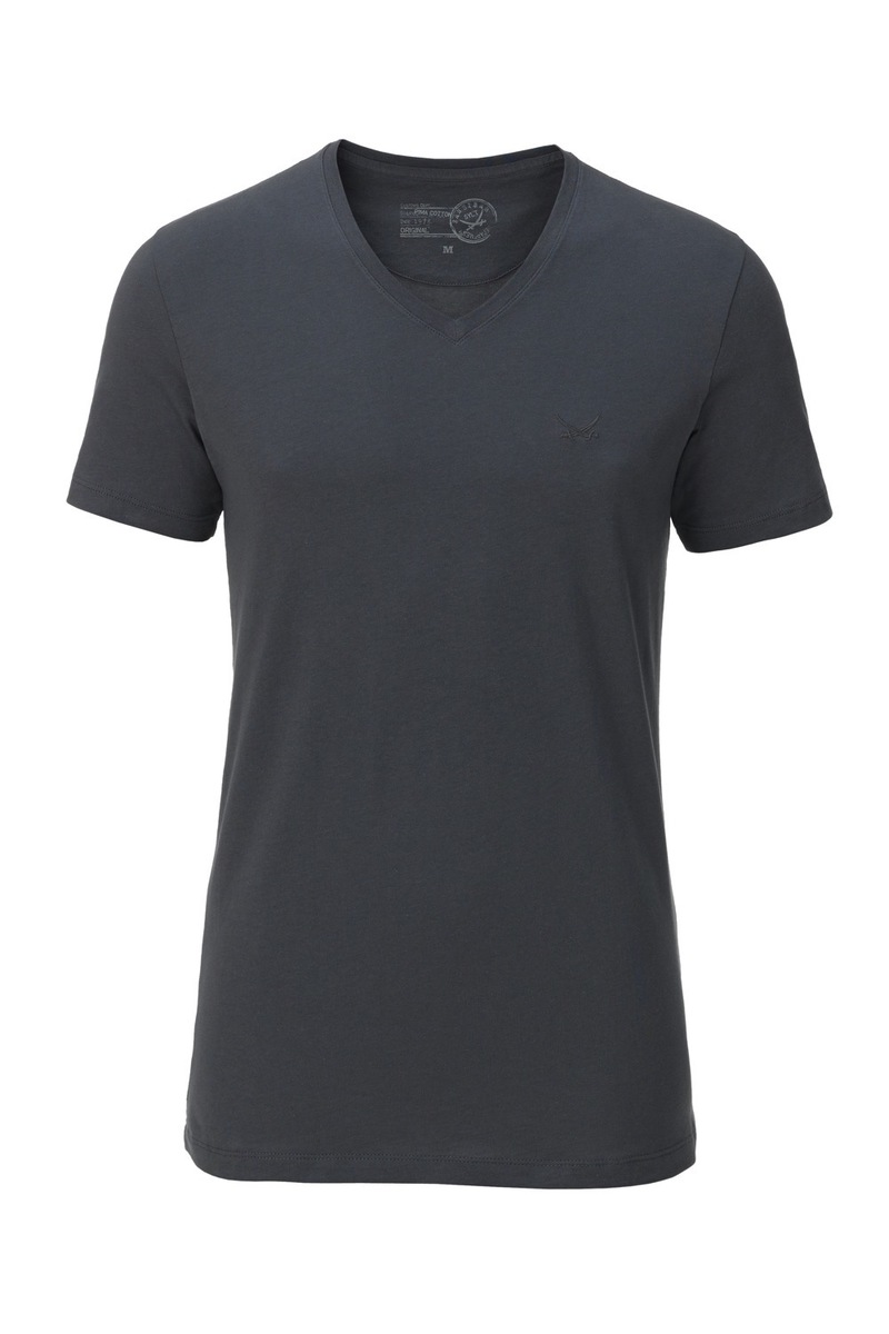 Herren T-Shirt Pima Cotton V-Ausschnitt Einzelpack 0115, Graphite, Gr. XXL