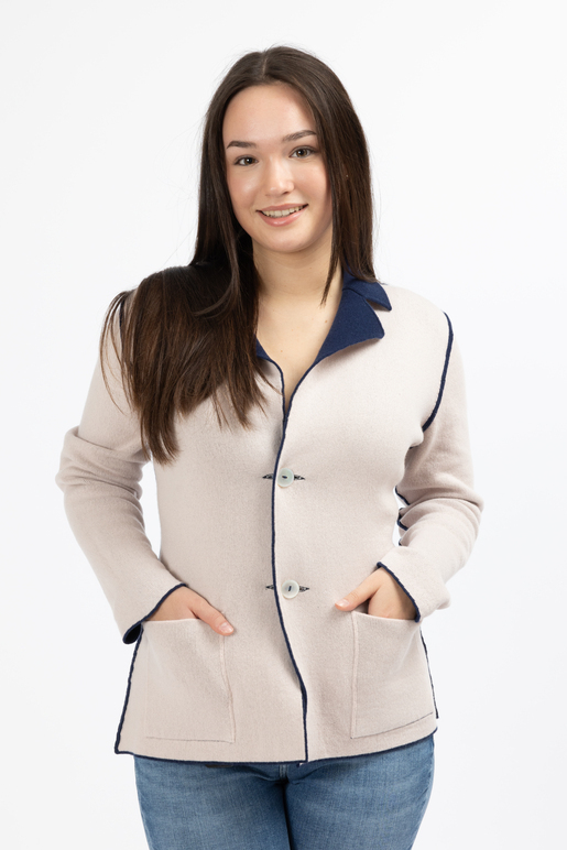 Kaschmir Blazer Modell Silvia, navy/light rose, XS Kaschmir Blazer Modell Silvia, navy/light rose, XS