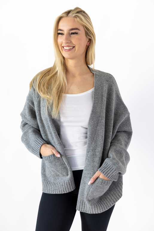 Damen Cashmere Cardigan Art. HELEN , GREYMELANGE, L 