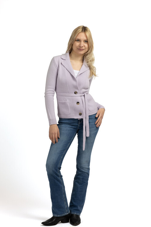 Kaschmir Strickjacke mit Gürtel, lavender, M Kaschmir Strickjacke mit Gürtel, lavender, M