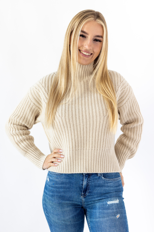 Kaschmir Mockneck Modell Ella, sand, XXL Kaschmir Mockneck Modell Ella, sand, XXL