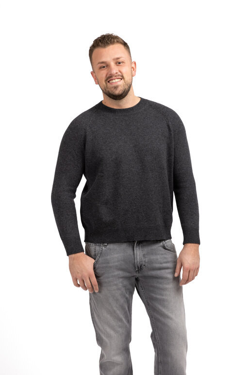 Kaschmirmix Rundhals Pullover, dark greymelange, M Kaschmirmix Rundhals Pullover, dark greymelange, M