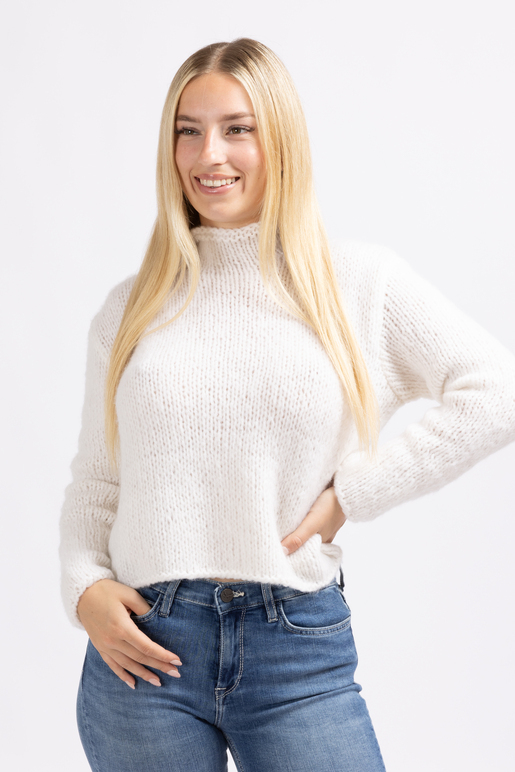 Kaschmir Handstrickpulli Modell Vivi, white, XS Kaschmir Handstrickpulli Modell Vivi, white, XS