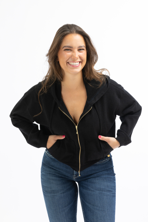 Kaschmir Ziphoody Modell Caro, black, XS Kaschmir Ziphoody Modell Caro, black, XS