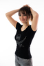 Damen T-Shirt BLING SKULL , BLACK, XXS 